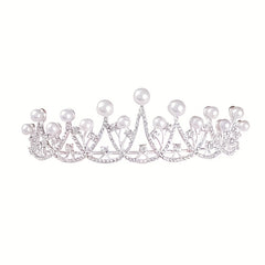 Faux Pearl Rhinestone Crown - 18 Years Old Adult Party Princess Tiara