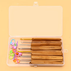 Crochet Hook Kit Bamboo Handle Needles DIY Weave Yarn Sewing