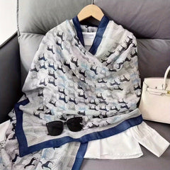 Classic Horse Print Scarf Warm Shawl Windproof Head Wrap Sunscreen