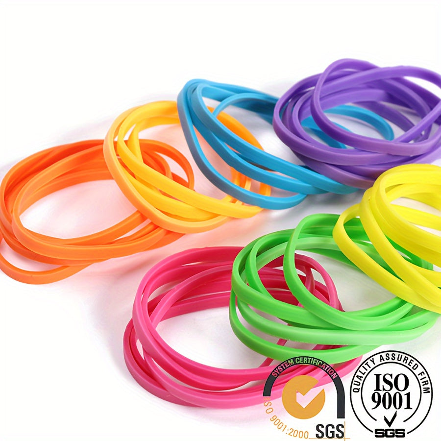 100 Natural Synthetic Rubber Bands 50mm x 3mm Multicolor