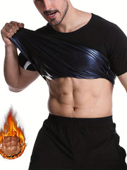 Men's Compression Sweat Sauna T Shirt High Stretch Comfy Tee Top
