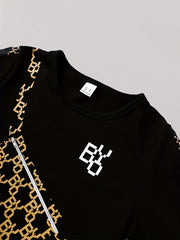 Graphic Print Boys Sweatshirt & Sweatpants Set