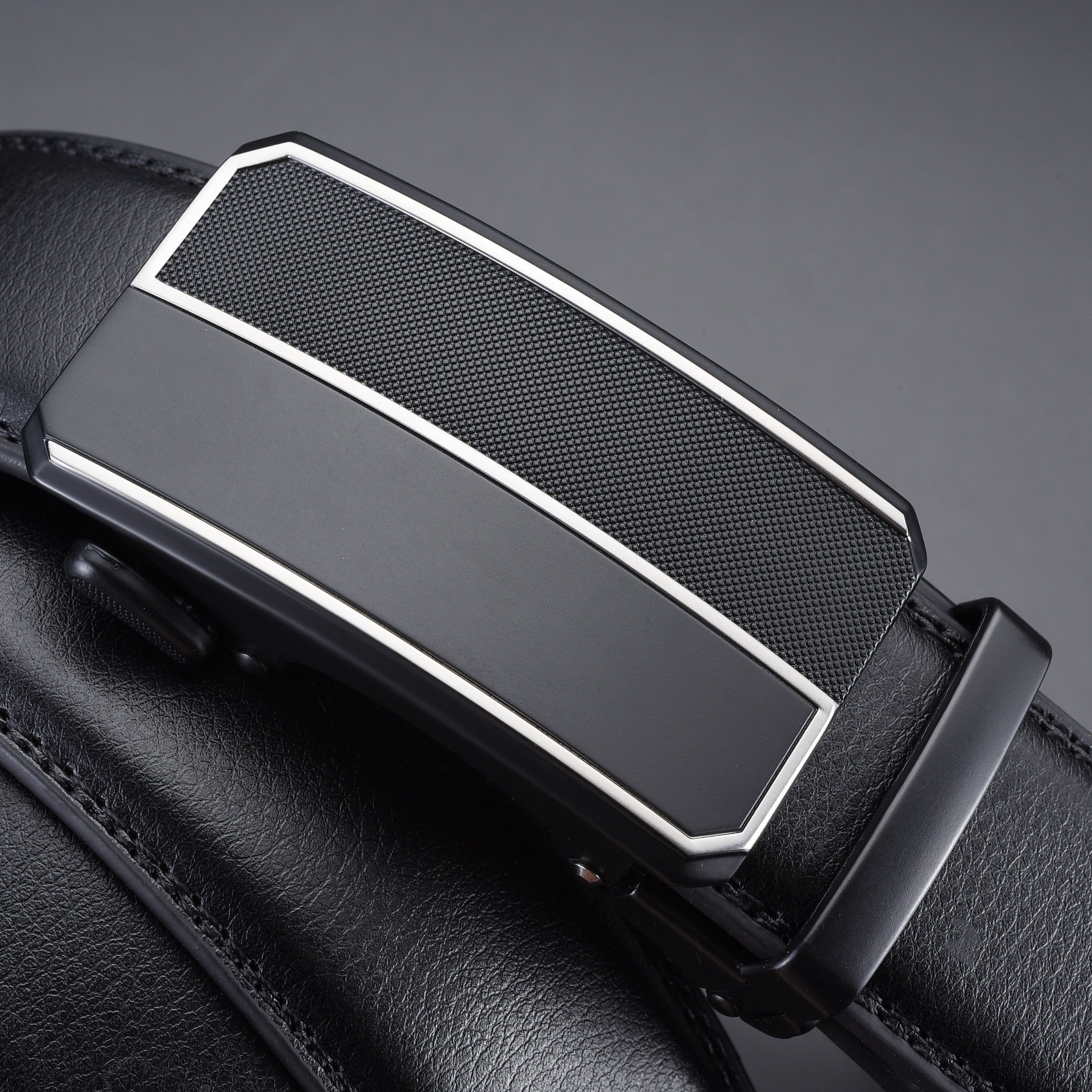 Men's Automatic Buckle Alloy Belt Calfskin Leather Business Bel