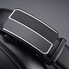 Men's Automatic Buckle Alloy Belt Calfskin Leather Business Bel