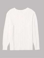 Solid Cable Knit Long Sleeve Sweater Crew Neck Pullover Jumper