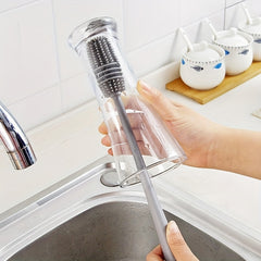 Long Handle Silicone Milk Bottle & Glass Cup Cleaner Brush