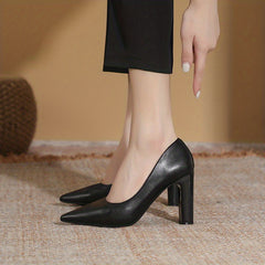 Women's Pointed Toe Block Heeled Pumps