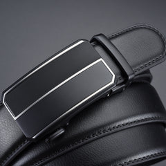 Men's Automatic Buckle Alloy Belt Calfskin Leather Business Bel