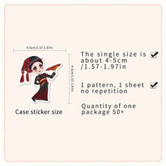 56pcs Ethnic Cartoon Luggage Stickers Waterproof Decoration