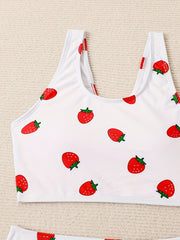 Girls 2pcs Strawberry Swimsuit Set for Hawaii Vacation