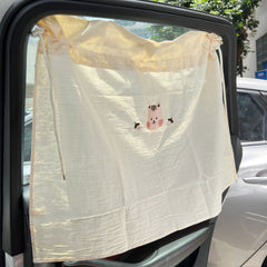 Cotton Embroidered Car Sunshade Curtain Cute Design