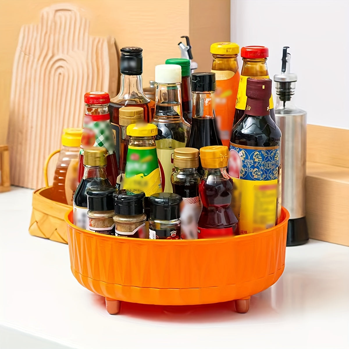 360° Rotating Condiment Storage Rack for Kitchen