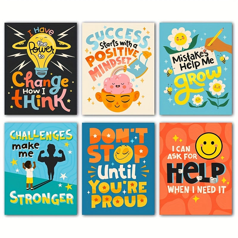 6pcs Classroom Wall Decor Growth Mindset Posters for School D cor