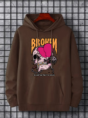Anime Skull & Broken Heart Hoodie Men's Graphic Pullover