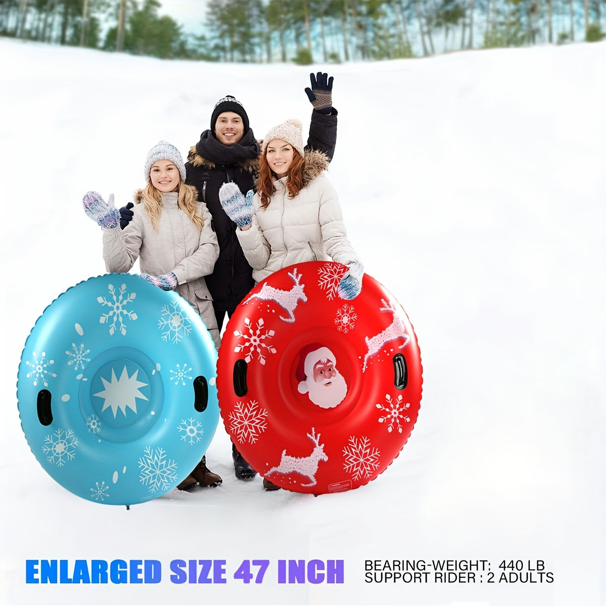Inflatable Skiing Ring Skiing Pad Winter Outdoor Sports 47inch 55inch
