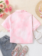 Boys Tie Dye Creative Shirt Short Sleeve Lapel Shirt Tops