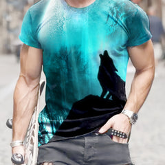 Wolf 3d Pattern Print Men's Short Sleeve Comfy T shirt Graphic Tee