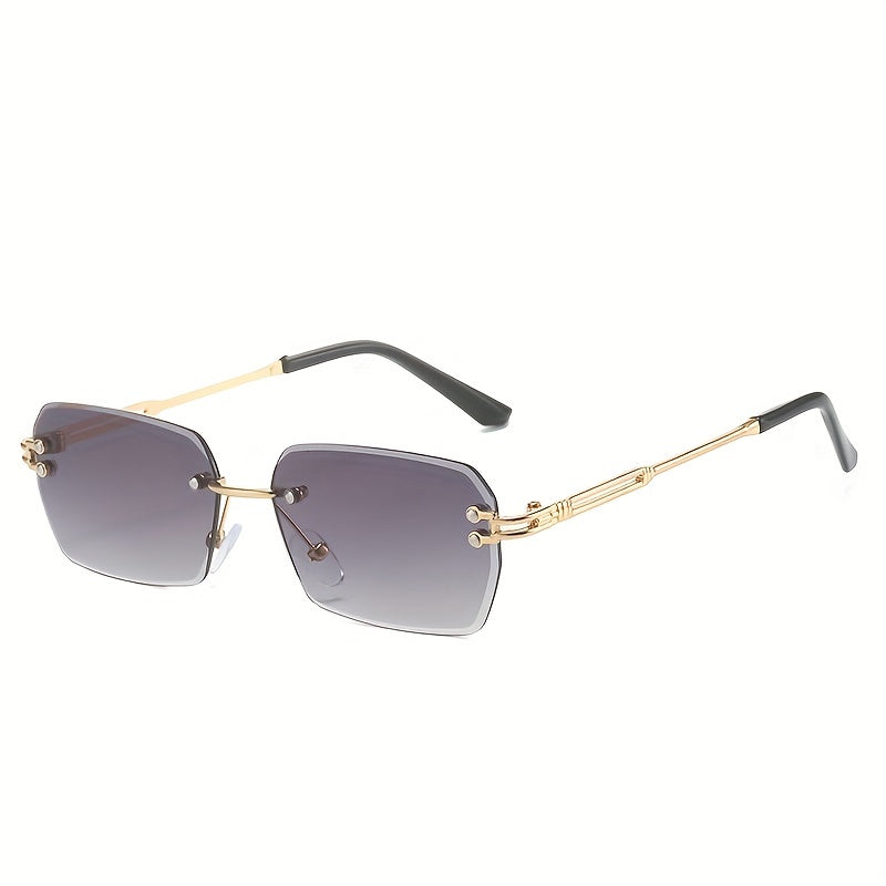 Men's Metal Cut Edge Sunglasses with Leather Eyewear Bag