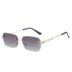 Men's Metal Cut Edge Sunglasses with Leather Eyewear Bag
