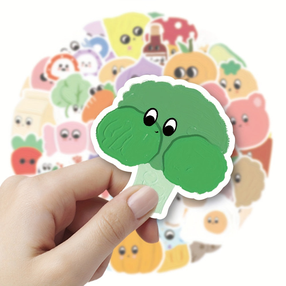 50pcs Cream Style Food Graffiti Stickers for Laptop Helmet Water Cup