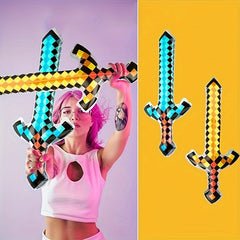 Inflatable Plaid and Sword Toy Set for Party Decoration Cosplay Props