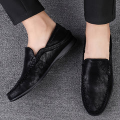 Men's Leather Loafer Shoes Casual Slip On Lightweight Moccasin