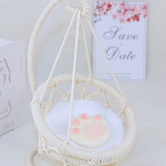 Handwoven Dollhouse Hanging Chair & Pink Twine Doll Swing