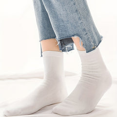 6 Pairs Solid Crew Sports Socks Women's Stockings