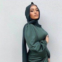 Solid Pearl Chiffon Muslim Hijab Lightweight Breathable Long Turban