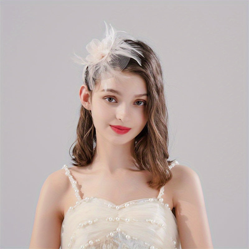 Mesh Flower Feather Head Piece Hair Accessories for Women