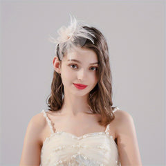 Mesh Flower Feather Head Piece Hair Accessories for Women