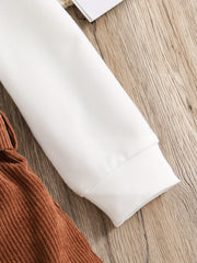 Girl's Corduroy 3pcs Heart Pattern Set Casual Outfits Spring Autumn