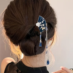 Vintage Tassel Hairpin Chinese Style Fan Hairpin Women Girls Casual