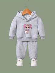 Anime Pattern Long Sleeve Hooded Sweatshirt Girls Comfy Hoodies Pullover