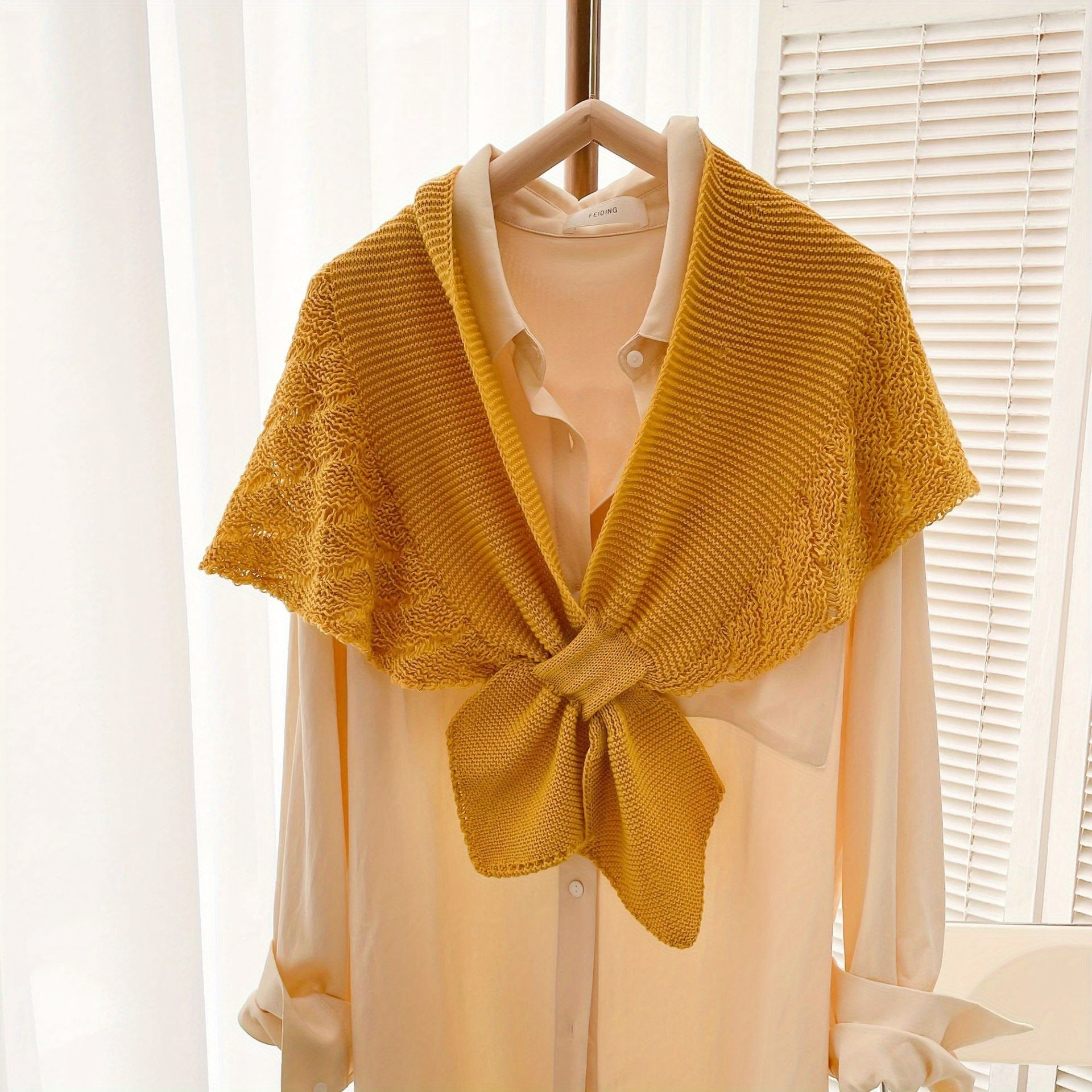 Ruffle Shawl Knitted Warm Cape Women Coldproof Scarf Cloak Cardigan