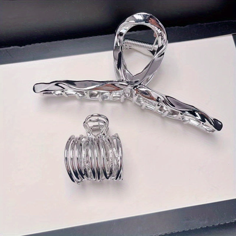 2pcs Metal Hair Claw Ponytail Holder Shark Claw Hair Accessories