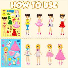 6 Sheets Pink Princess Face Changing Stickers