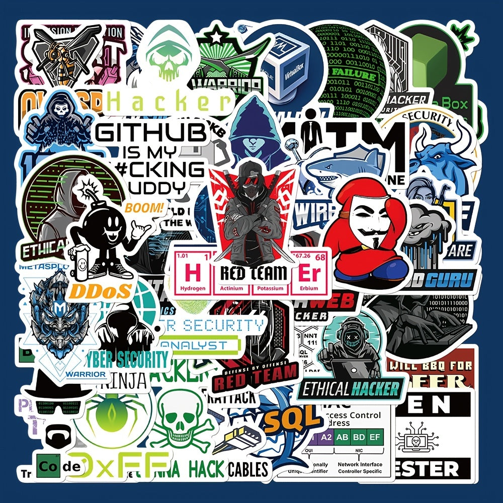 50 Unique Hacker Programming Stickers for Laptops Skateboards Helmets