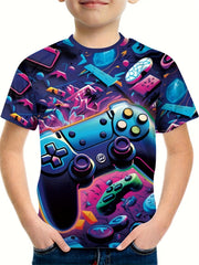 Game Controller 3D Print Boy's Casual T Shirt
