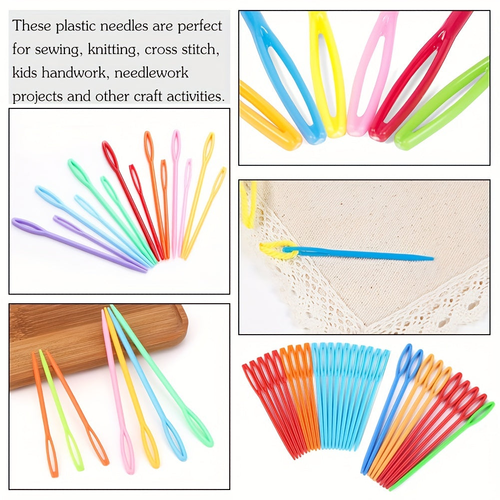 30pcs Large Eye Plastic Needles 6 8 14 Plastic Weaving Needles Yarn Learning
