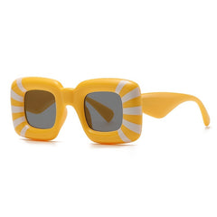 Striped Square Sunglasses UV400 for Beach Party Club