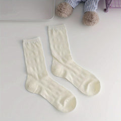 Argyle Textured Socks Mid Tube Women's Stockings