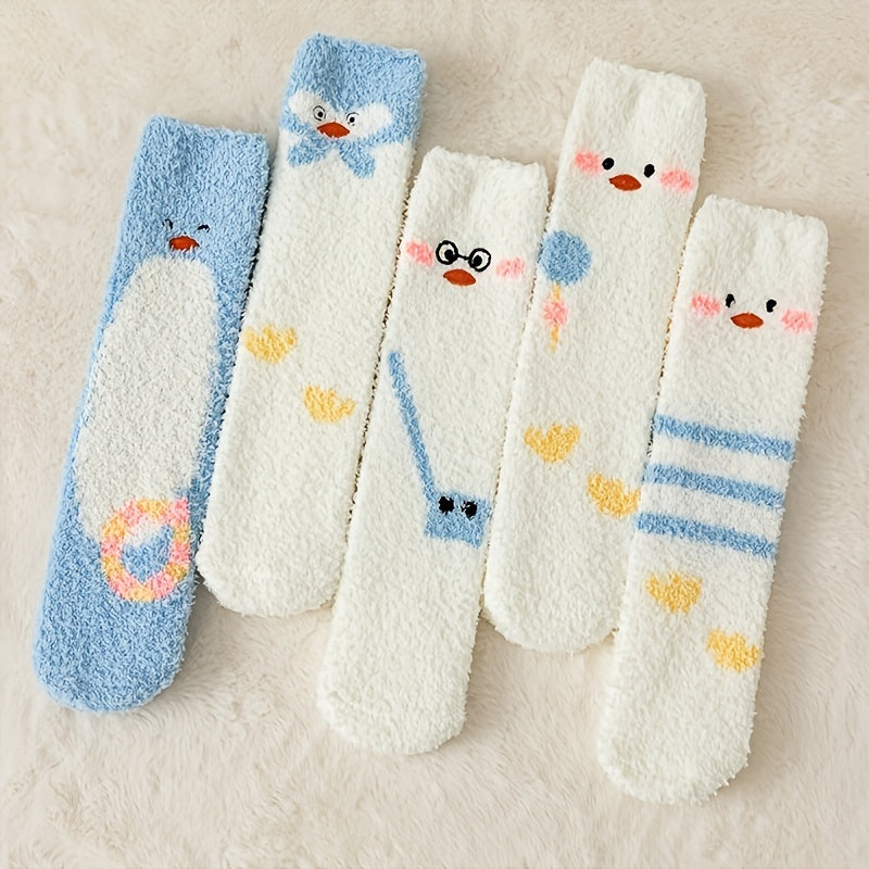 Cute Duck Print Socks Warm and Cozy Women's Stockings
