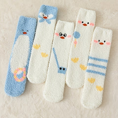 Cute Duck Print Socks Warm and Cozy Women's Stockings