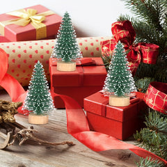 10pcs Mini Christmas Tree Artificial Pine Trees Snow Scene Decoration