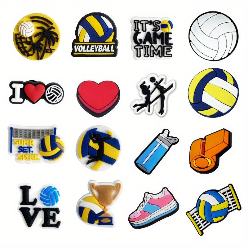 16pcs Volleyball Shoe Charms Decoration For Teens Men Women Boys And Girls
