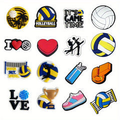 16pcs Volleyball Shoe Charms Decoration For Teens Men Women Boys And Girls