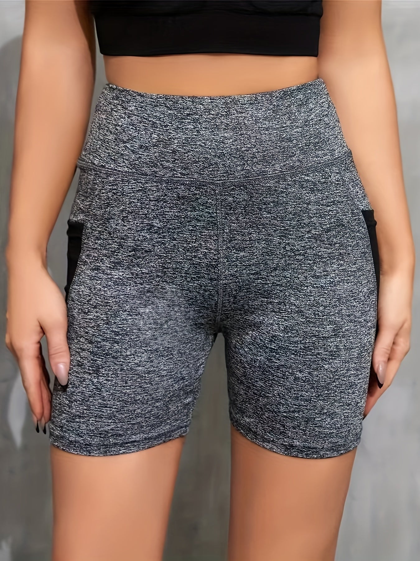 Block Biker Shorts Casual Workout Slim Summer Shorts With Pockets
