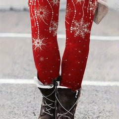 Christmas Leggings Abstract Snowflake & Dot Print High Rise Leggings