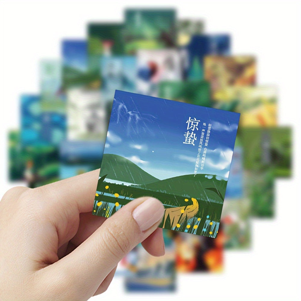 24 Solar Terms Graffiti Stickers Pack Laptop Helmet Water Cup Decoration
